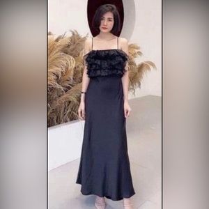 Zara Black Contrast Camisole Combination Dress